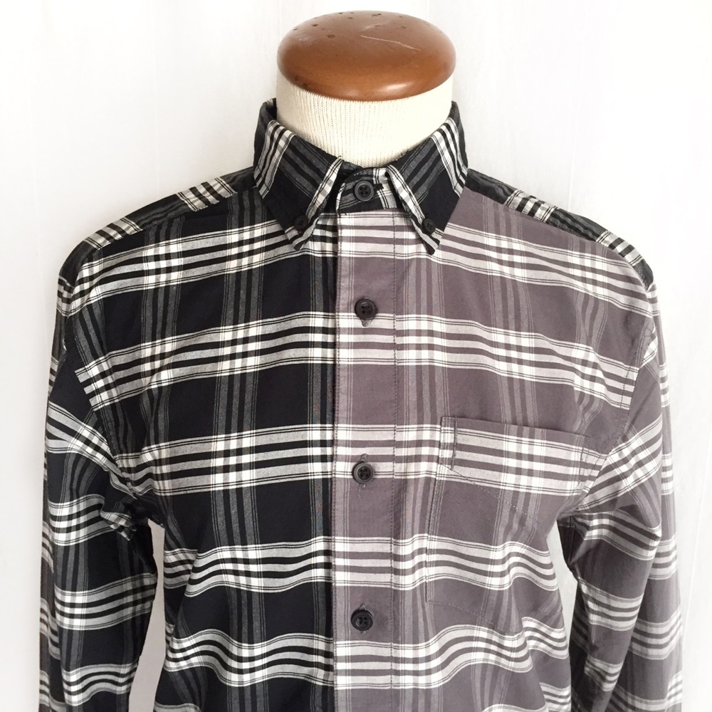 Black Apple Black & Gray Plaid Button-Down Shirt